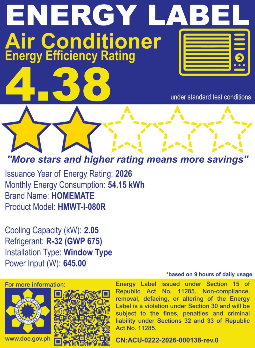 HOMEMATE FULL DC INVERTER WINDOW TYPE AIRCONDITIONING