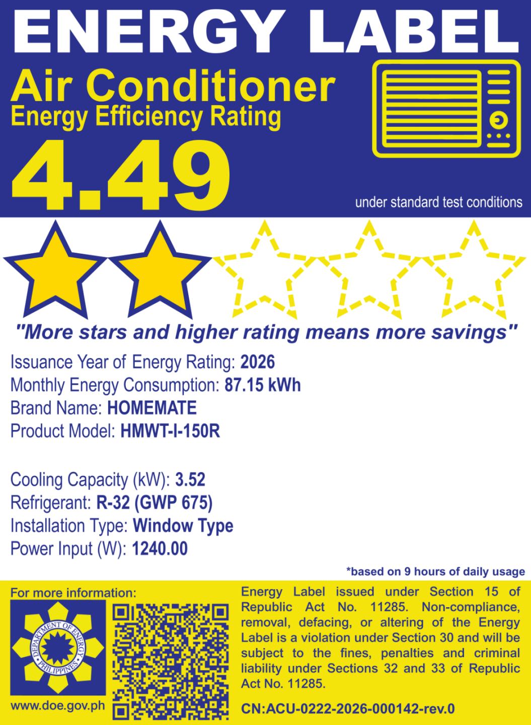 HOMEMATE FULL DC INVERTER WINDOW TYPE AIRCONDITIONING